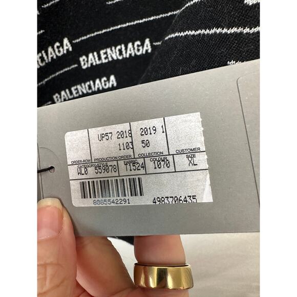 NWT Balenciaga Logo Intarsia Wool-Blend Sweater Black Men's XL - Picture 13 of 15